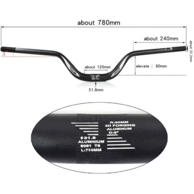 Import řidítka 780 m šíře  zdvih 90mm černé 